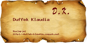 Duffek Klaudia névjegykártya